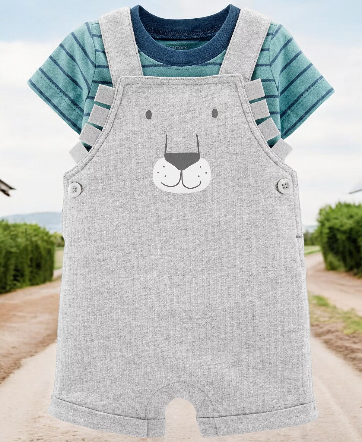 Carter's Lion Striped Shortalls Set