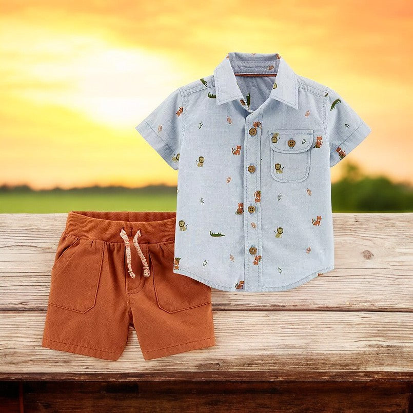 Carter's Zoo Animals Two Piece Short Set