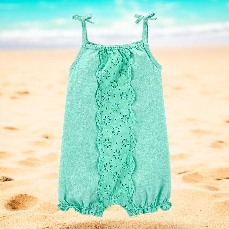 Baby Girl Carter's Embroidered Eyelet Slub Jersey Romper