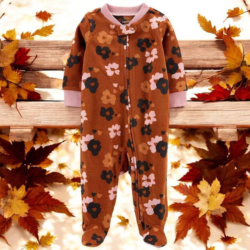 Carter's Girls Floral Fleece One Piece Footed Pajama