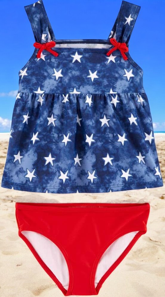 Carter's Girls Flag and Stars Two Piece Bathing Suit