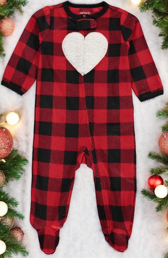 Carter's Heart Plaid Footed Fleece Sleeper