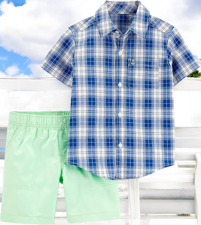 Carter's Anchor Plaid Two Piece Set