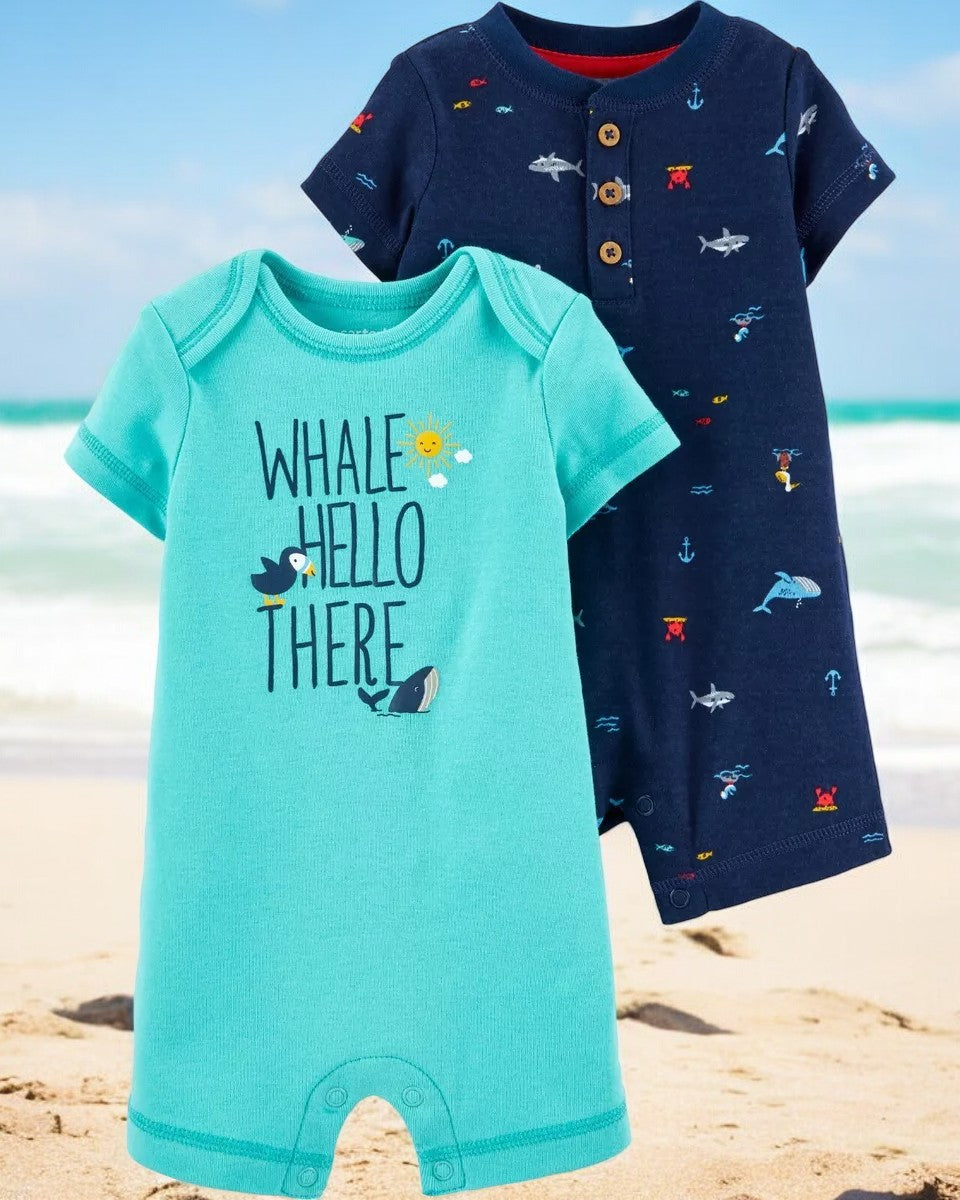 Carter's Whale Hello There Two Piece Romper Set