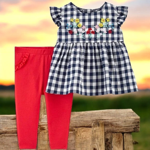 Carter's Girls Plaid Flowers Two Piece Set