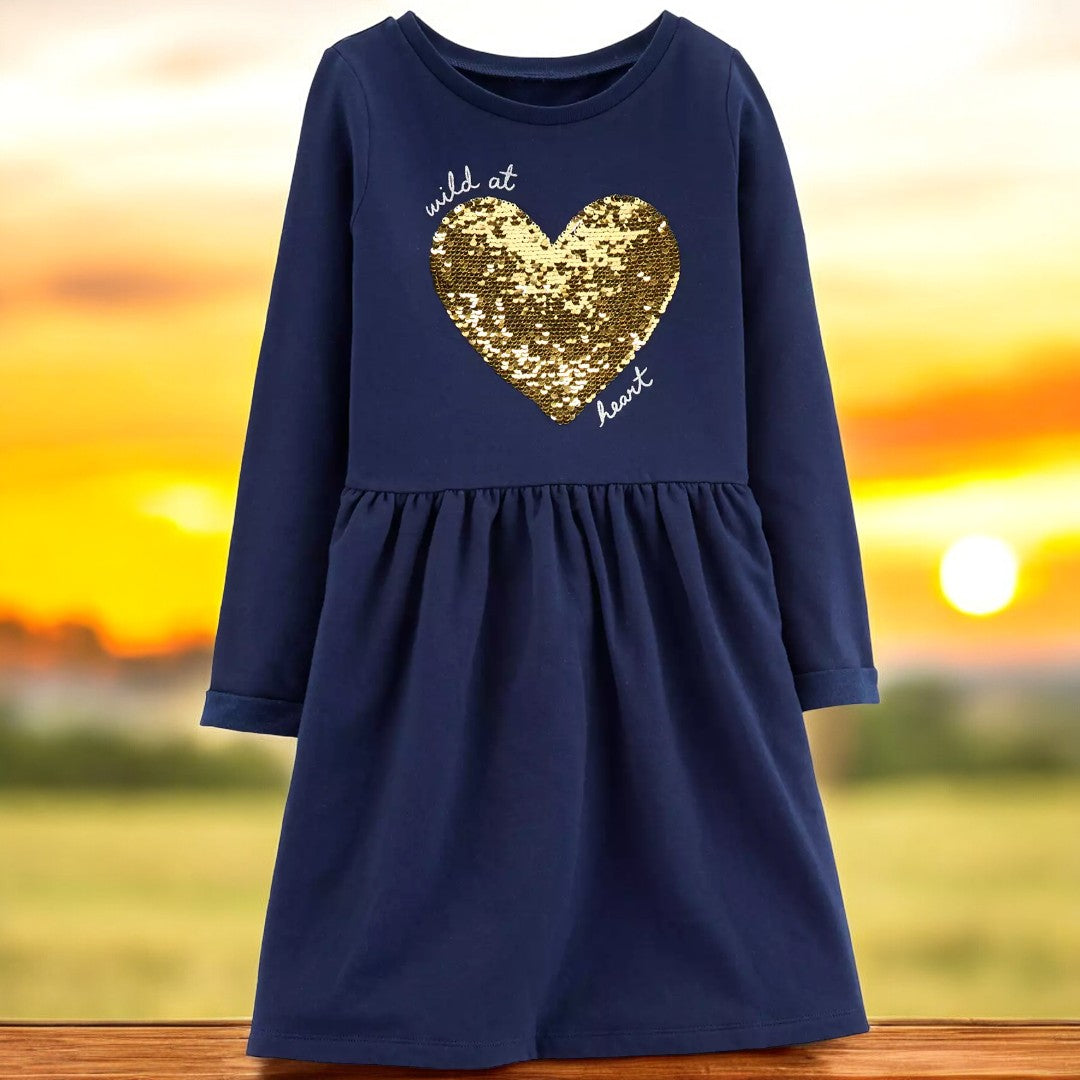 Carter's Girls Sequin Heart Sweatshirt Dress