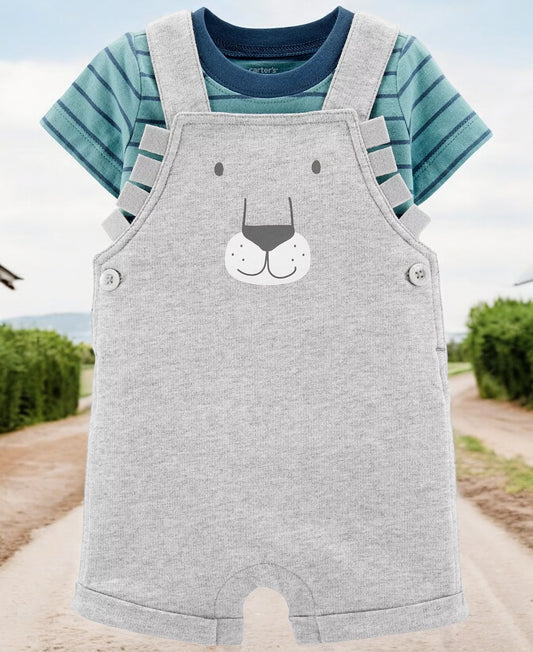 Carter's Lion Striped Shortalls Set