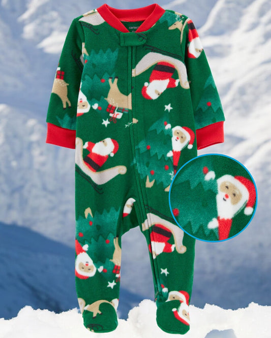 Carter's Santa and Reindeer One Piece Fleece Pajama