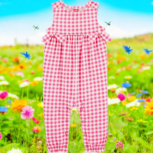 Carter's Pink and White Plaid Jumpsuit