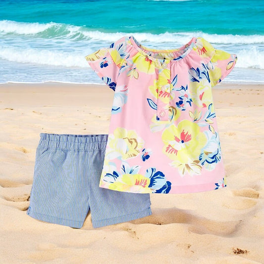 Carter's Floral and Stripped Two Piece Short Set