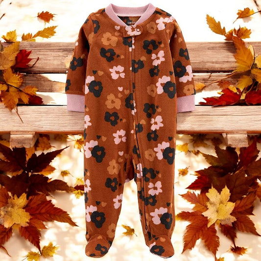 Carter's Girls Floral Fleece One Piece Footed Pajama