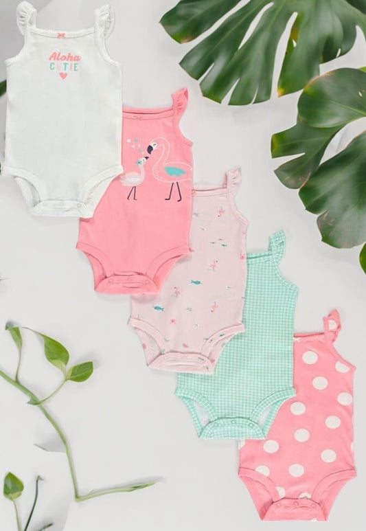 Carter's Baby Newborn Aloha Cutie Sleeveless 5-Pack Bodysuits
