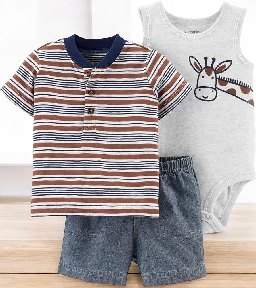 Carter's Stripped Giraffe  Three Piece Set