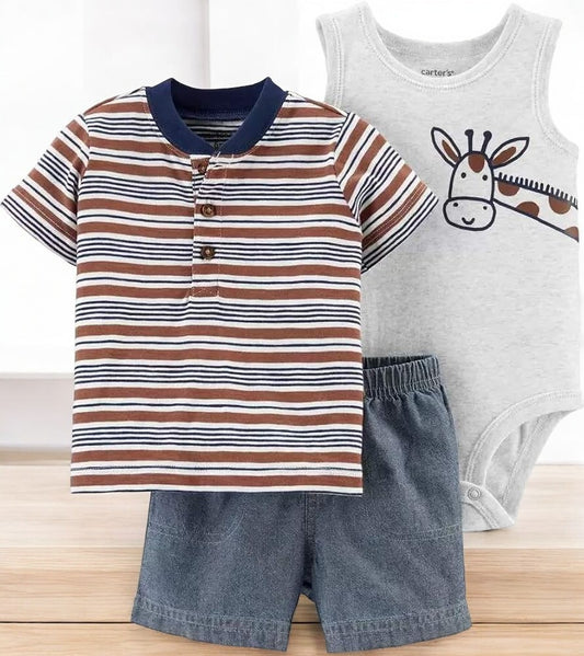 Carter's Stripped Giraffe  Three Piece Set