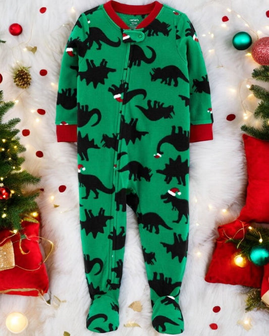 Carter's "Santa Dinosaur" One Piece Fleece Pajama