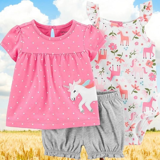 Carter's Three Piece Unicorn Short Set