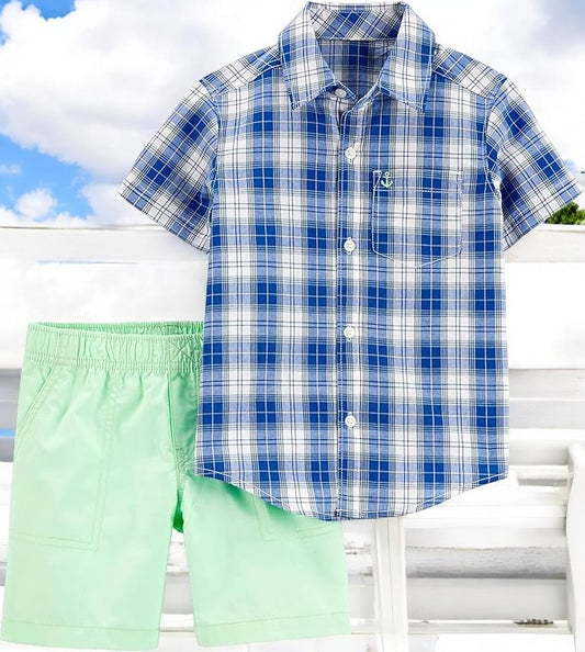 Carter's Anchor Plaid Two Piece Set