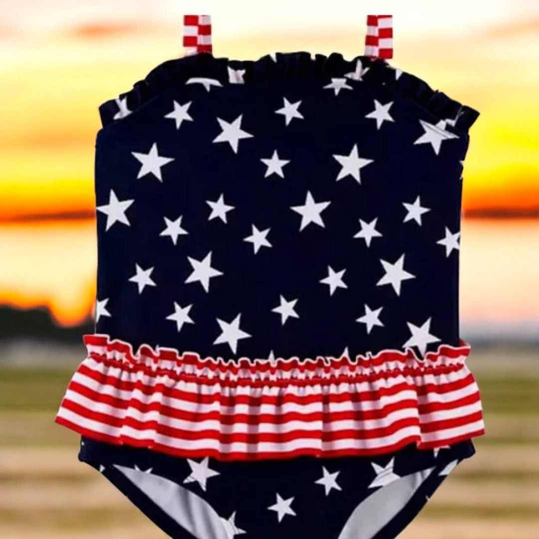 OshKosh Flags and Stripes One Piece Bathing Suit