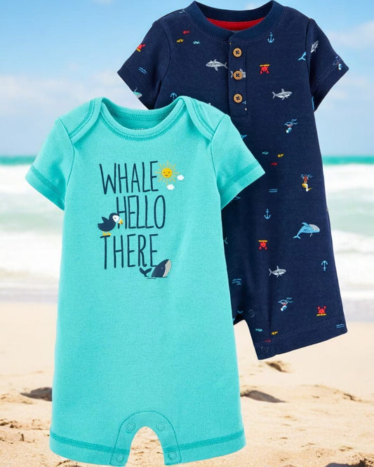Carter's Whale Hello There Two Piece Romper Set