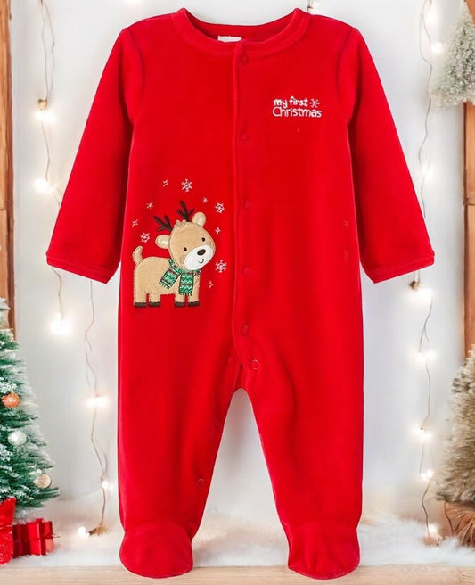 Little Me Boys "My First Christmas" Reindeer Footed Pajama