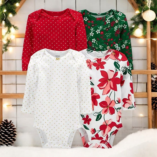 Carter's Set of Four Long Sleeve Holiday Bodysuits