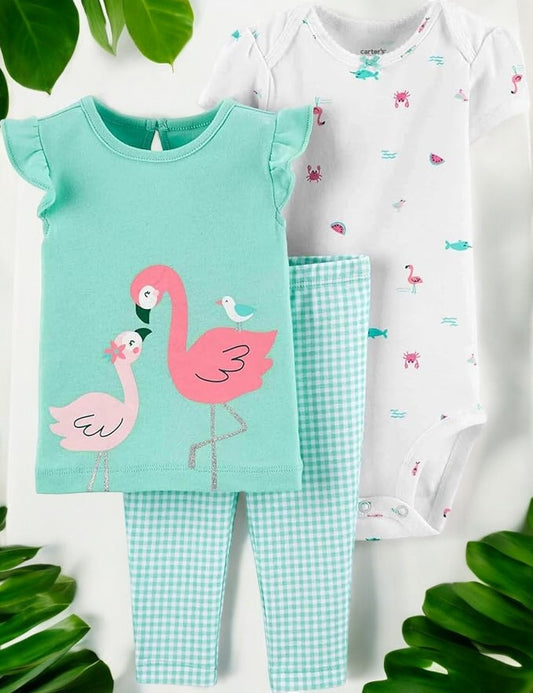 Carter's Flamingo Three Piece Pant Set