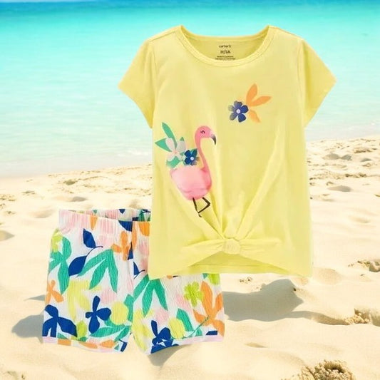 Carters Flamingo Two Piece Short Set