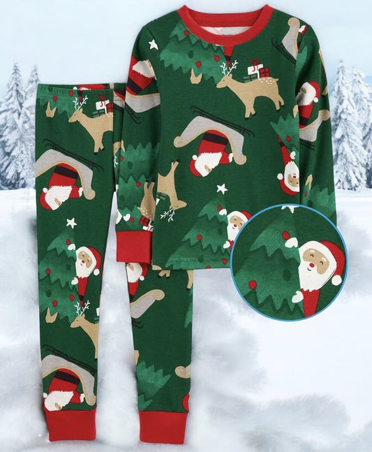 Carter's Boys "Santa Sleigh and Reindeer" Two Piece Pajama
