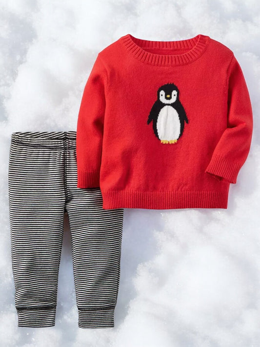 Carter's  Stripped Penguin Two Sweater Piece Set