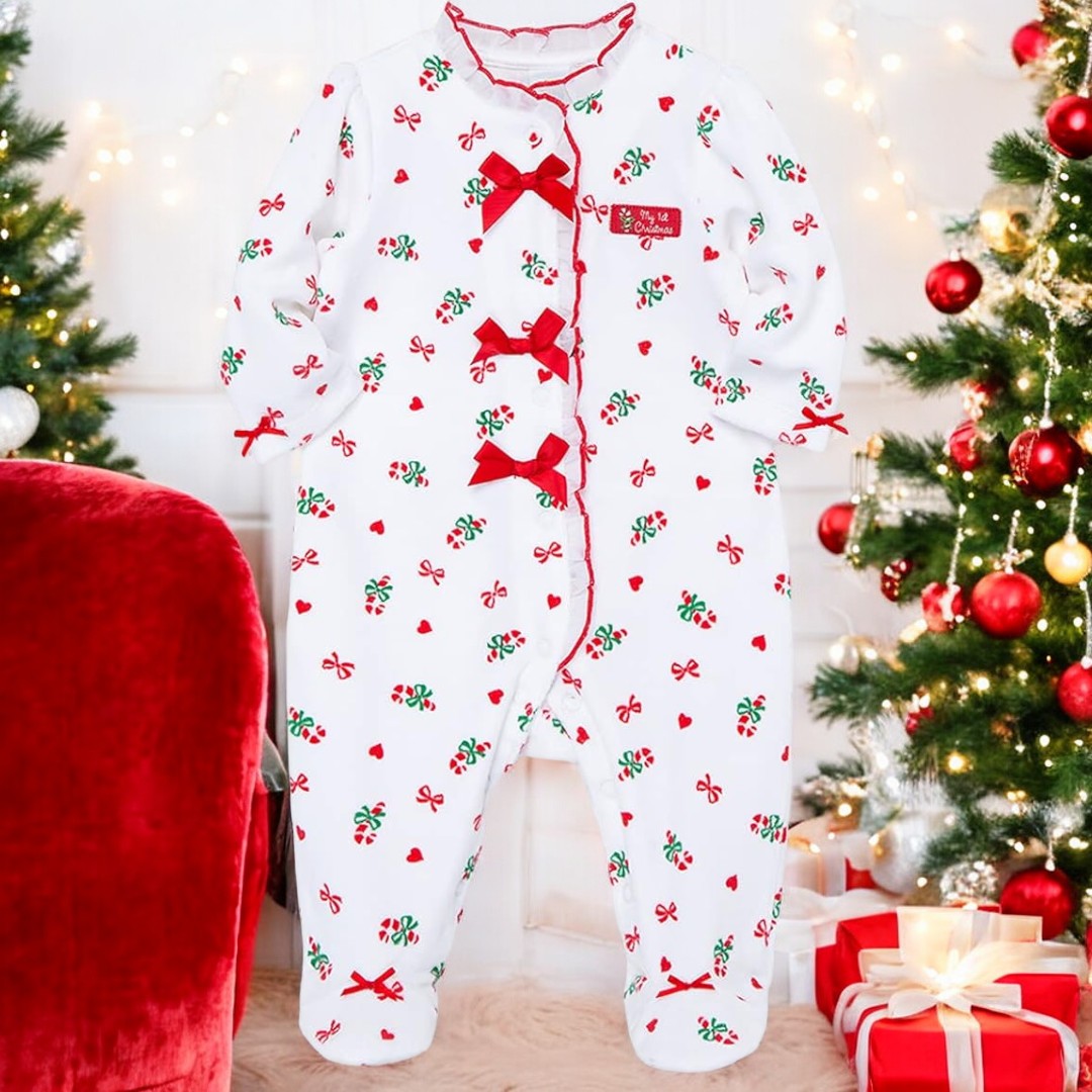 Little Me Christmas Candy Cane One Piece