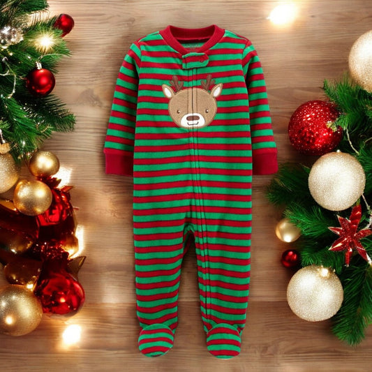 Carter's Stripped Reindeer One Piece Pajama