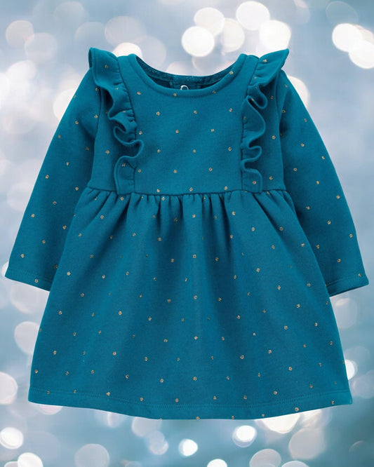 Carter's Gold Polka Dotted Sweatshirt Dress